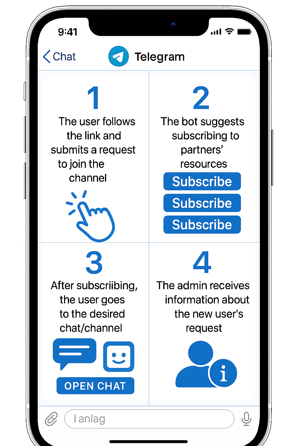 Create a Telegram channel with join requests